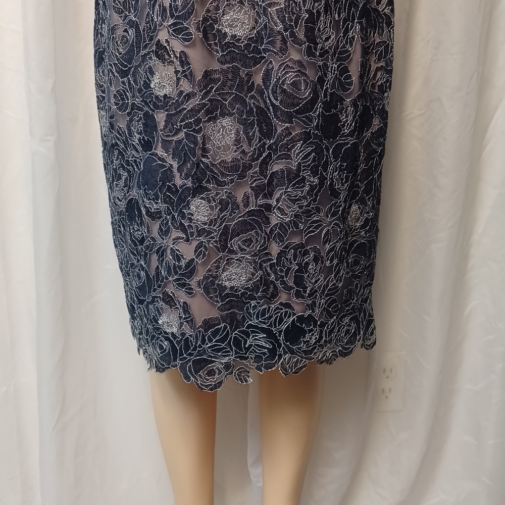 TADASHI SHOJI TOO SiZE 18Q. Elegant Lace Overlay Dress - Picture 7 of 16